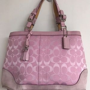 Coach Signature Canvas & Suede Handbag #6830